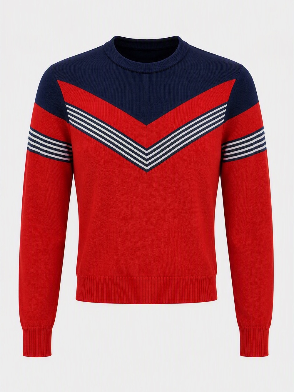 Vintage Wool Women’s Red Chevron Crewneck Sweater est sz S